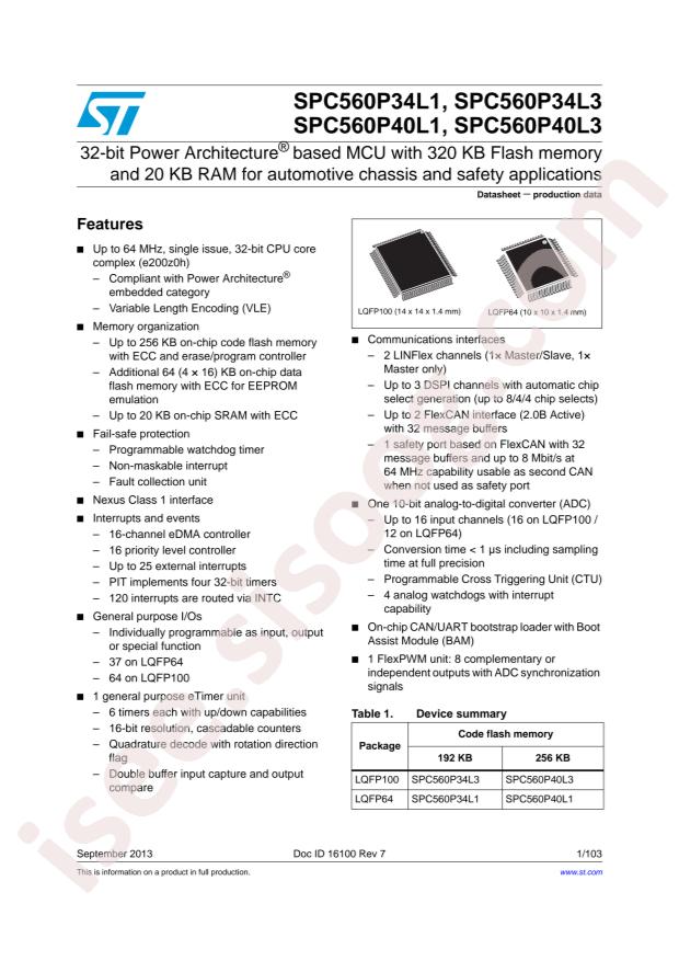 SPC560P40L3CEFBR