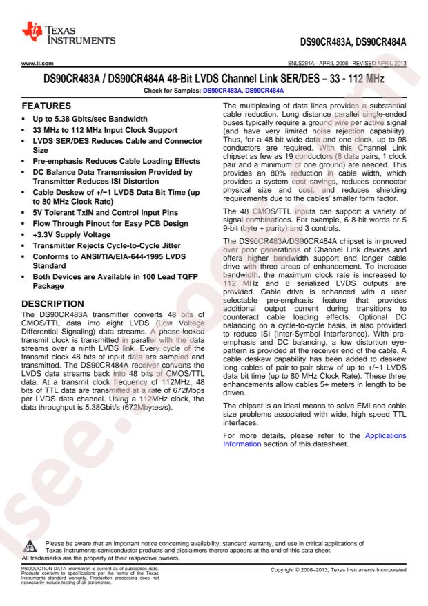 DS90CR483AVJD/NOPB