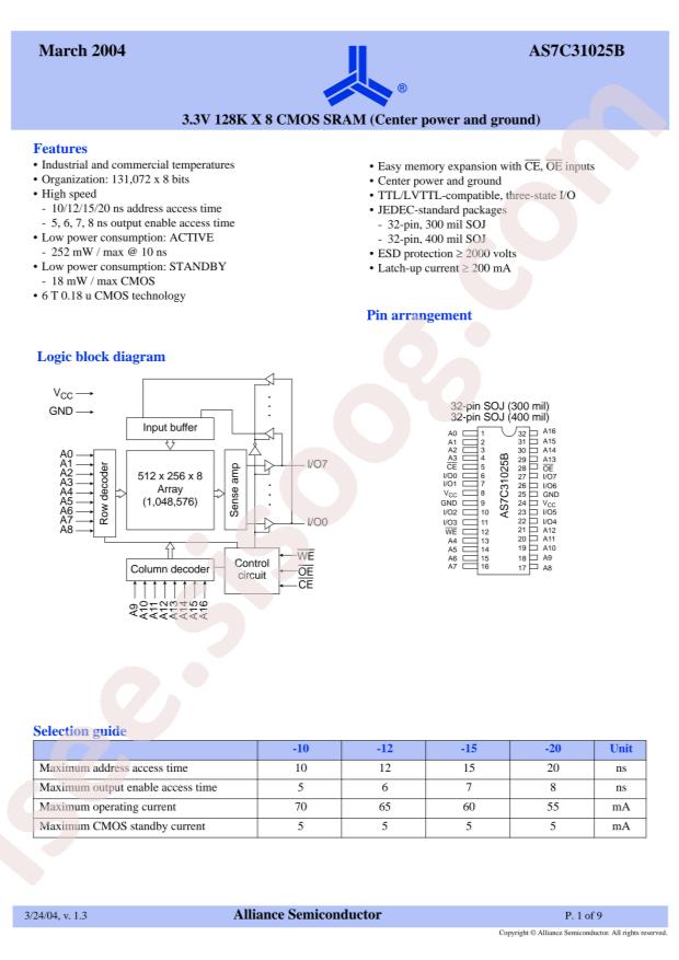 AS7C31025B-12JIN