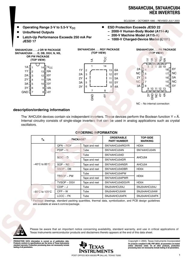 SN74AHCU04DR