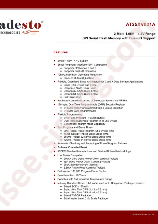 RENESAS AT25XV021A-XMHV-B