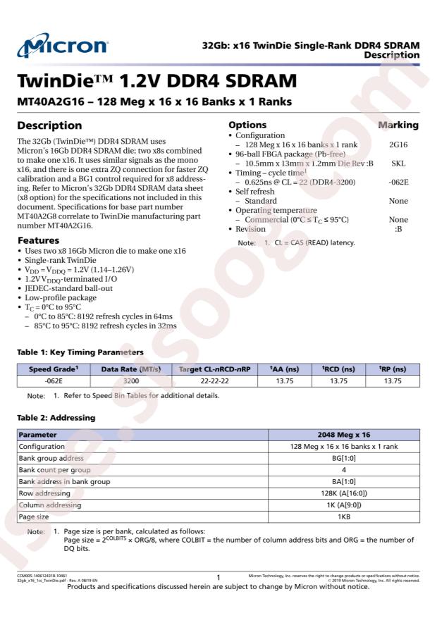 MT40A2G16SKL-062E:B TR