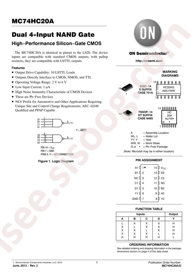 NLV74HC20ADR2G