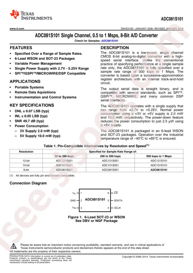 ADC081S101CIMF/NOPB