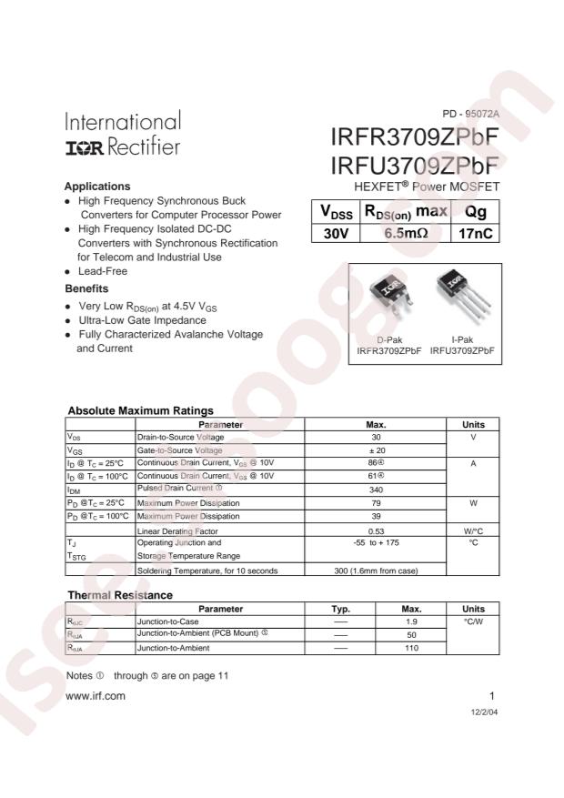 IRFR3709ZTRPBF