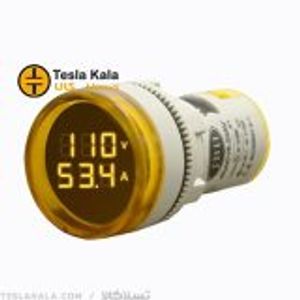 چراغ سیگنال ولت آمپر گرد تابلویی  22mm  رنگ زرد JBH همراه با ترانس جریان