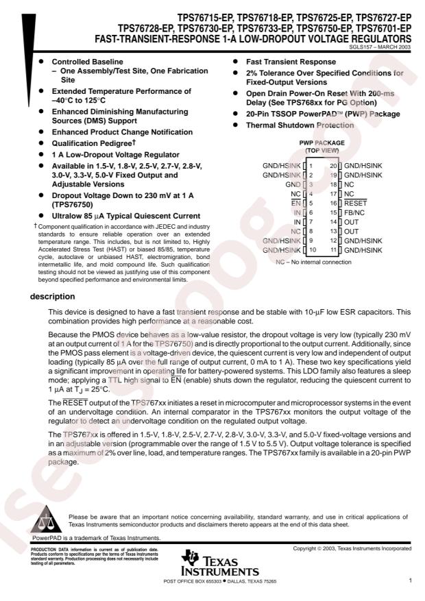 TPS76701QPWPREP
