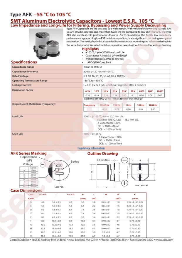 Cornell Dubilier Electronics AFK226M35C12B-F