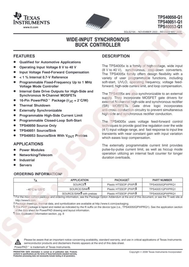 TPS40050QPWPRQ1