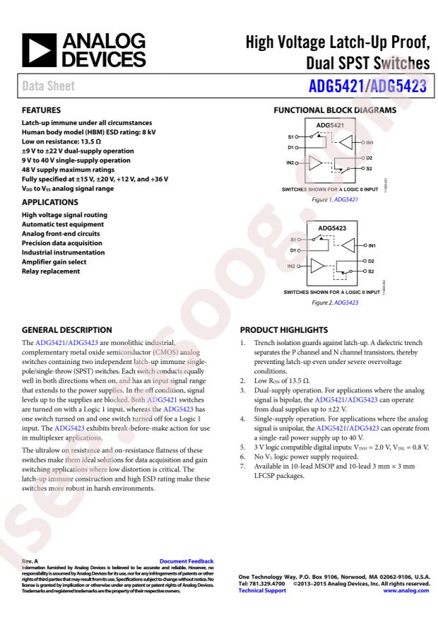 ADG5421BCPZ-RL7