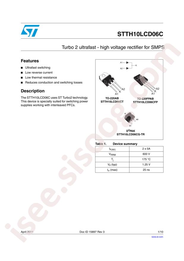 STTH10LCD06CFP