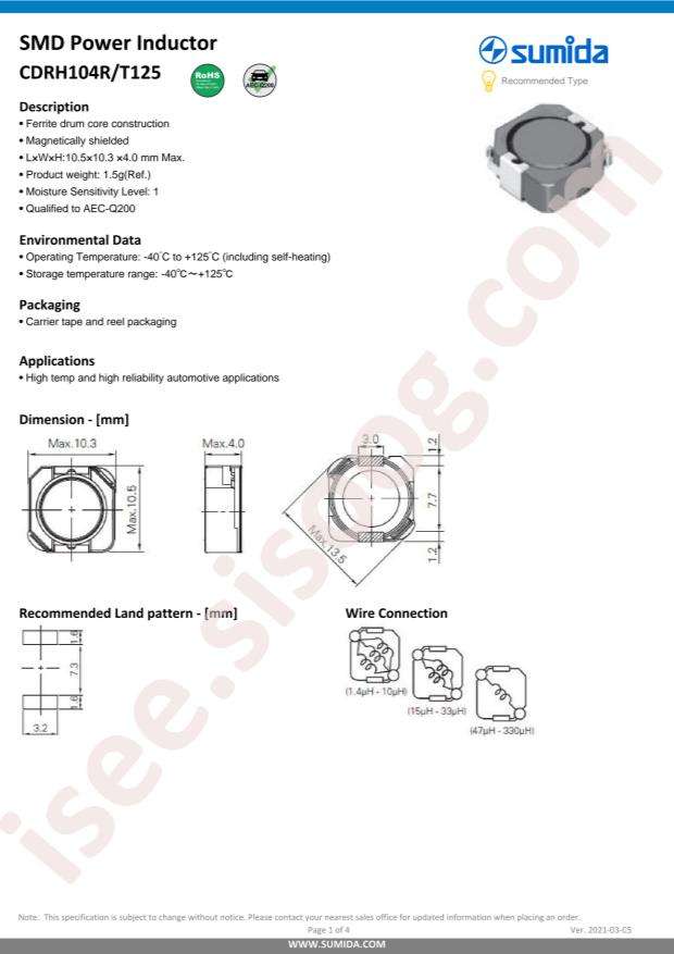 CDRH104RT125NP-4R7PC