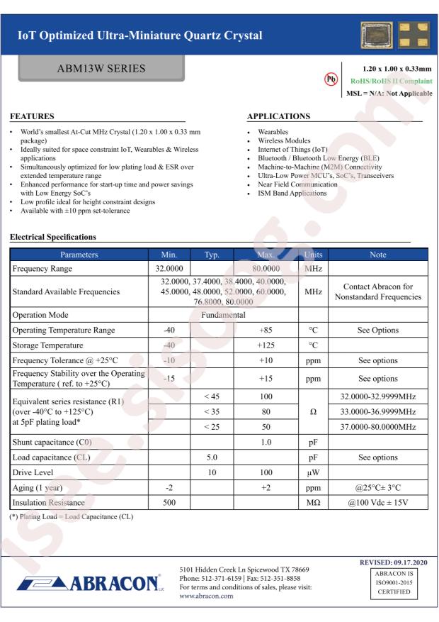ABRACON ABM13W-50.0000MHZ-6-B1U-T5