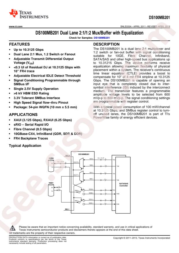 DS100MB201SQE/NOPB