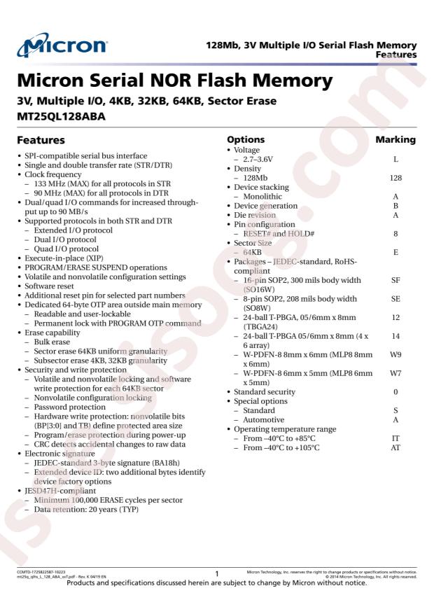 MT25QL128ABA1ESE-MSIT TR