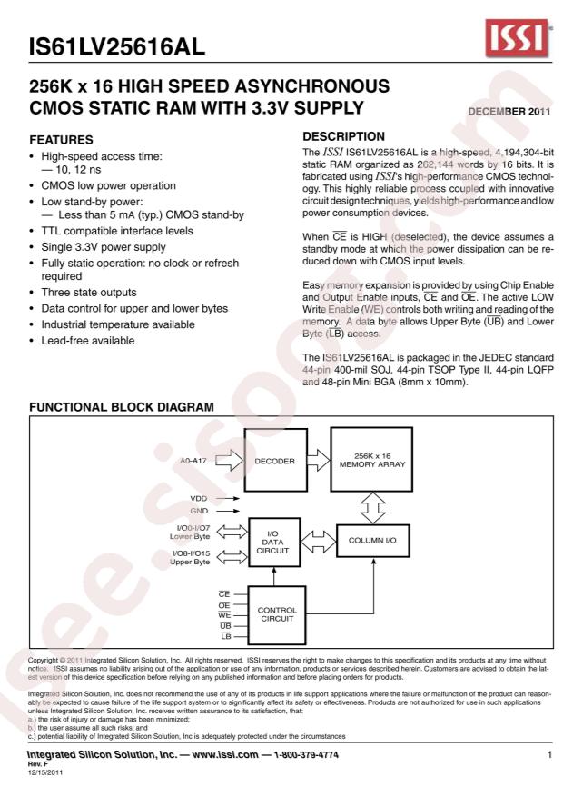 IS61LV25616AL-10TLI-TR