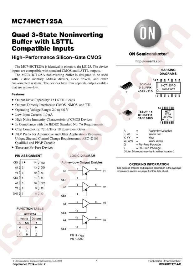 MC74HCT125ADR2G