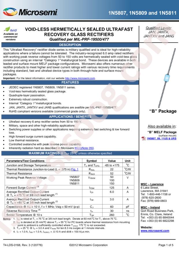 MICROCHIP JANS1N5807/TR
