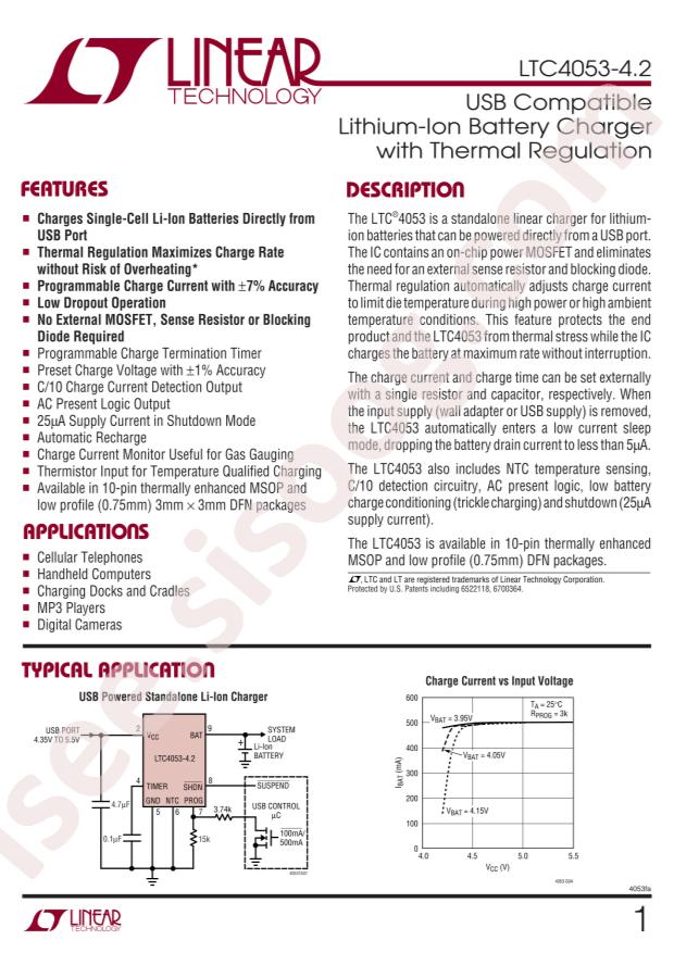 LTC4053EMSE-4.2#PBF