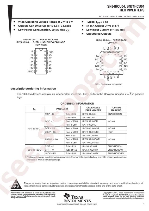 SN74HCU04DR