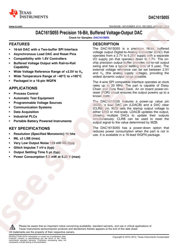 DAC161S055CISQ/NOPB