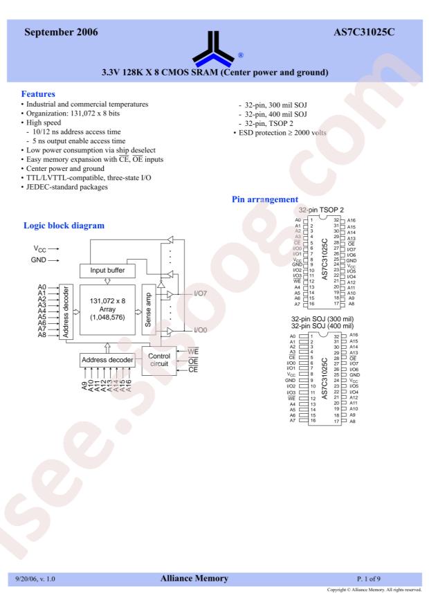 AS7C31025C-12TINTR