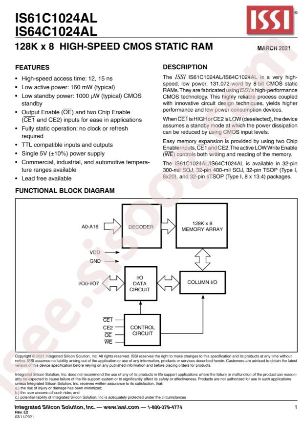 IS61C1024AL-12HLI