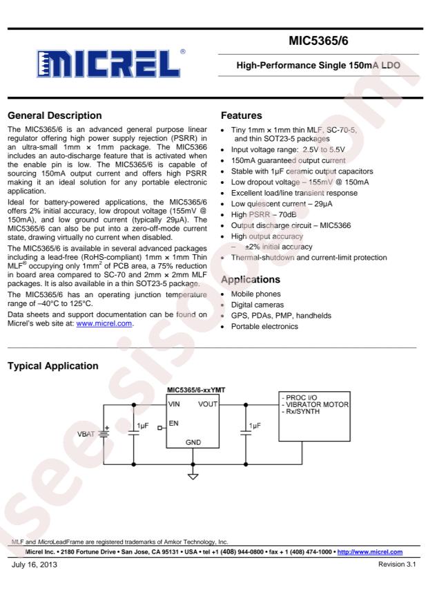 MIC5365-3.0YMT-TZ