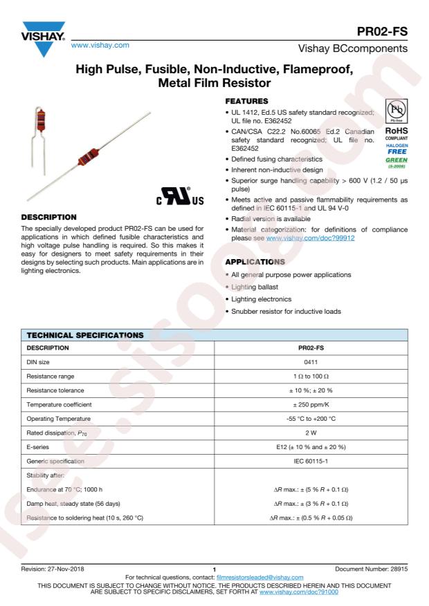 VISHAY PR02FS0201508KR500