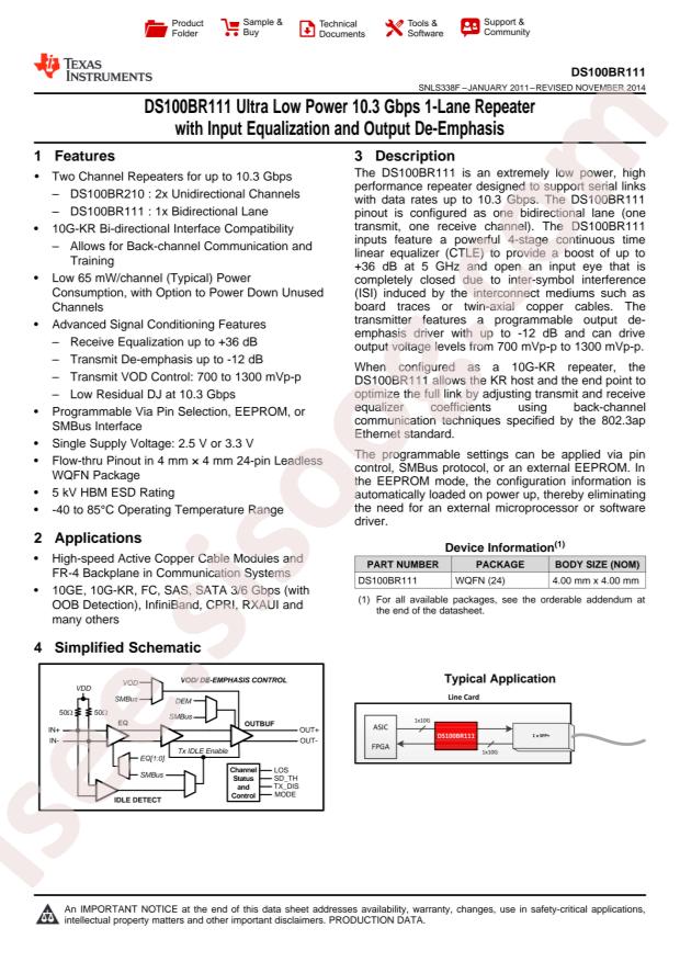 DS100BR111SQE/NOPB