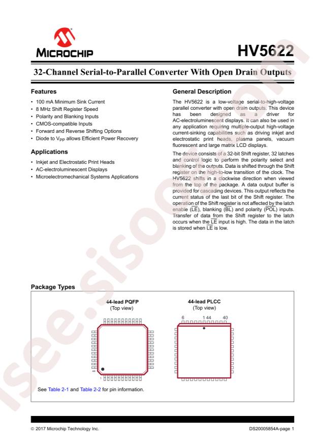 MICROCHIP HV5622PJ-G