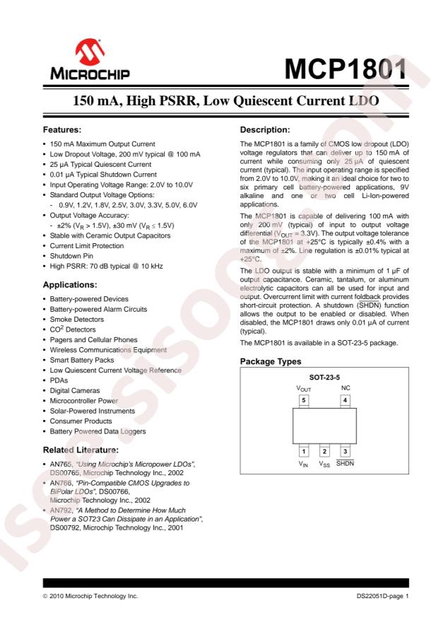 MICROCHIP MCP1801T-6002I/OT