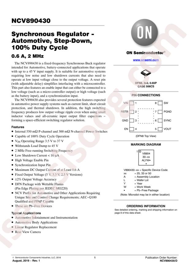 NCV890430MW33TXG