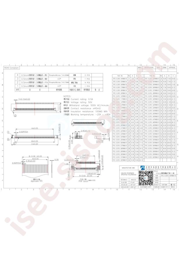 FPC-0.5FX-4PWBH15