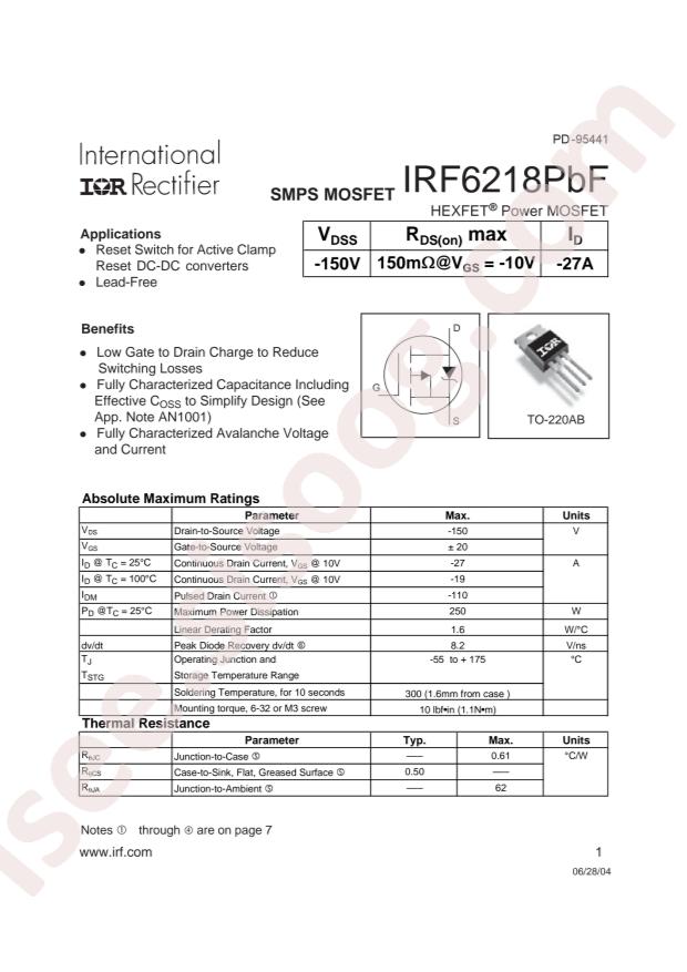 IRF6218PBF