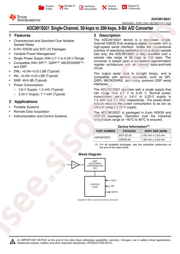 ADC081S021CISD/NOPB
