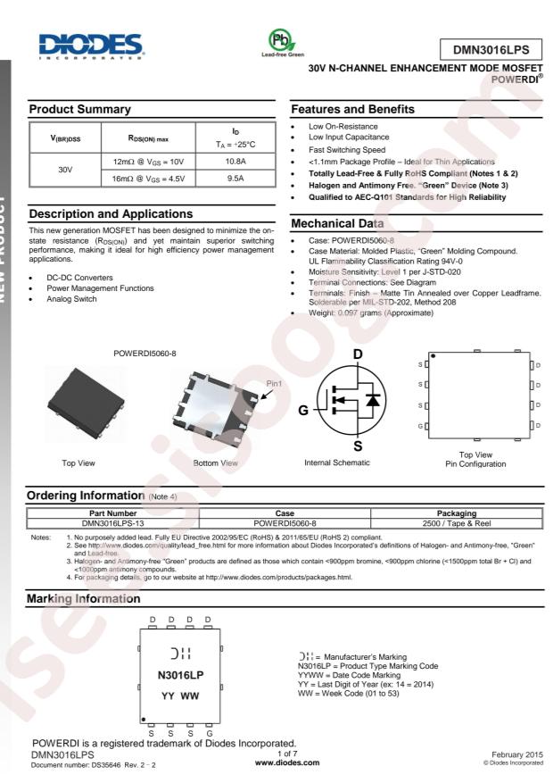 DMN3016LPS-13