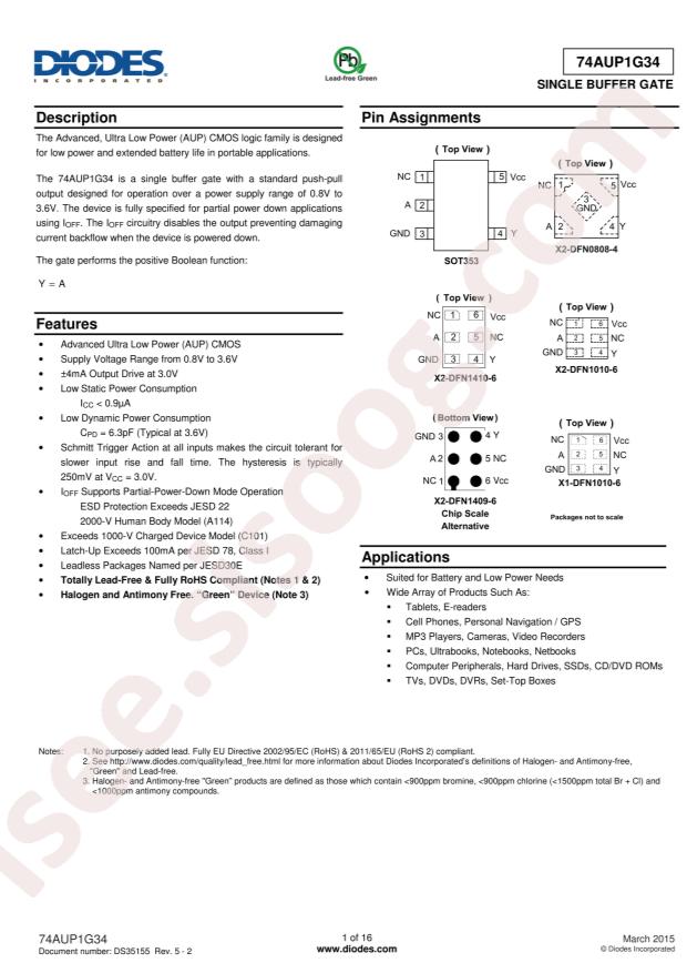74AUP1G34FX4-7