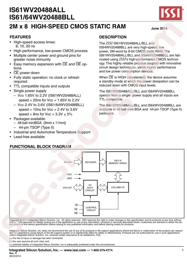 IS61WV20488BLL-10TLI
