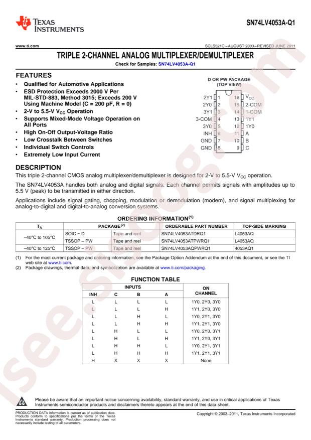 SN74LV4053ATPWRQ1