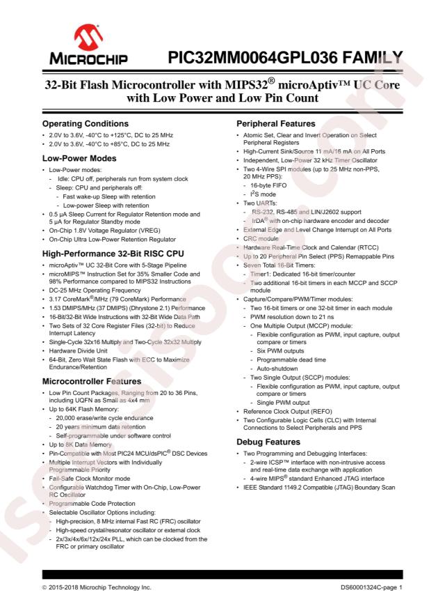 PIC32MM0016GPL020T-I/ML