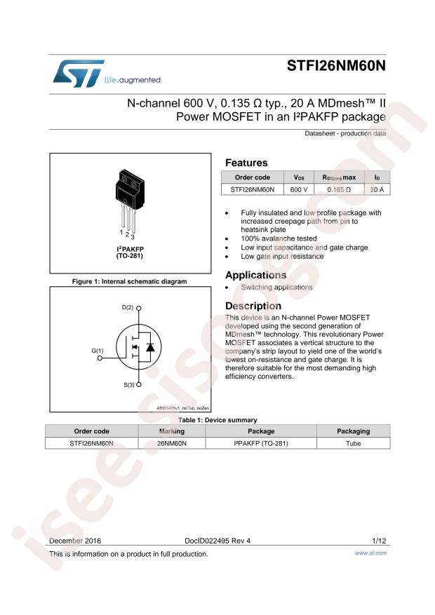 STFI26NM60N