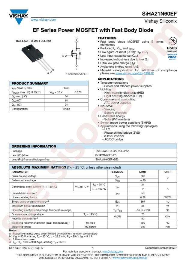 SIHA21N60EF-E3