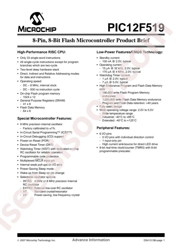 PIC12F519T-I/MS