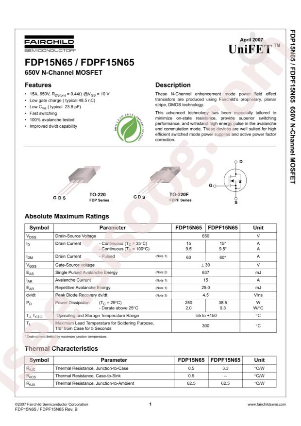 FDPF15N65