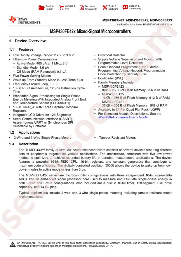 MSP430FE423IPMR