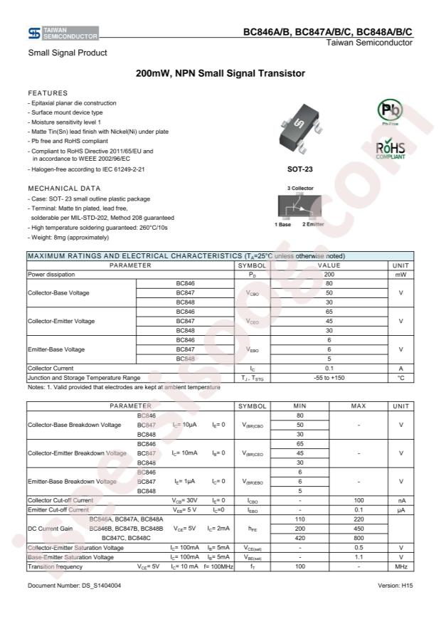 BC847A RFG