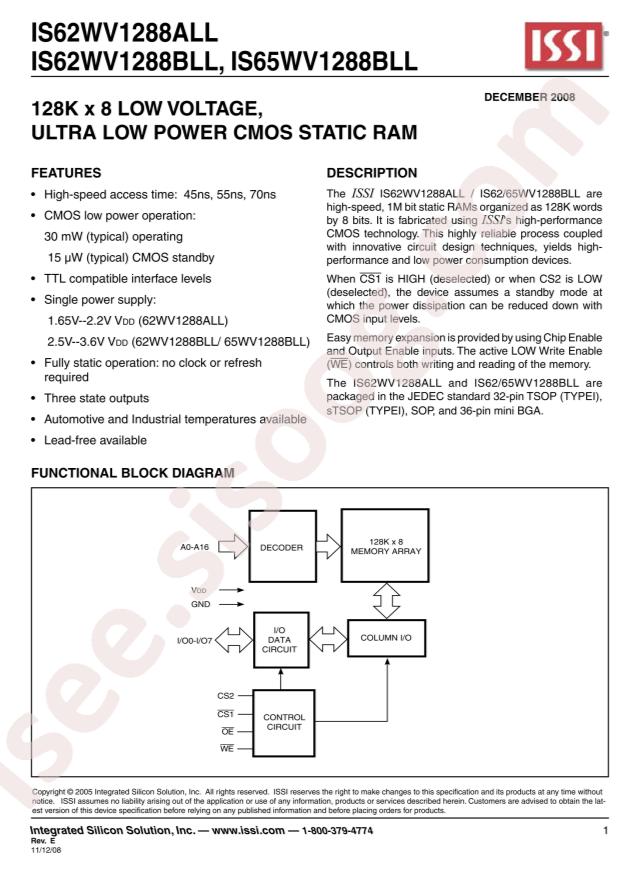 IS62WV1288BLL-55QLI