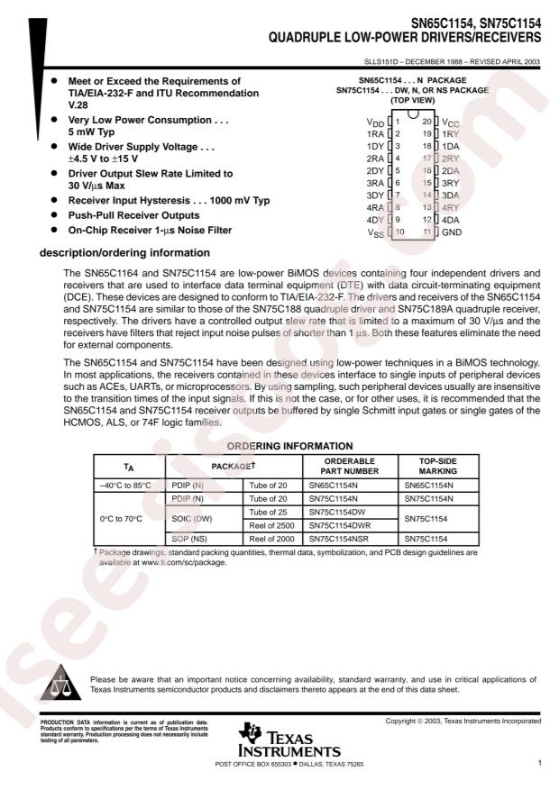 SN75C1154DWR