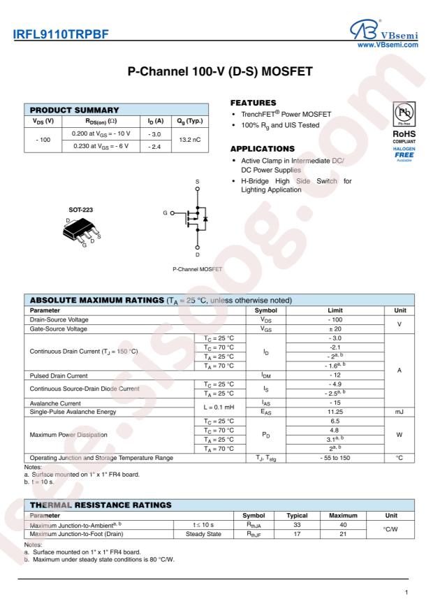 IRFL9110TRPBF-VB